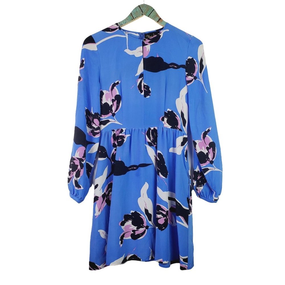 Yumi Kim 100% Silk Lined Long Sleeve Floral Keyhole Midi Dress, Sz Sm NWOT